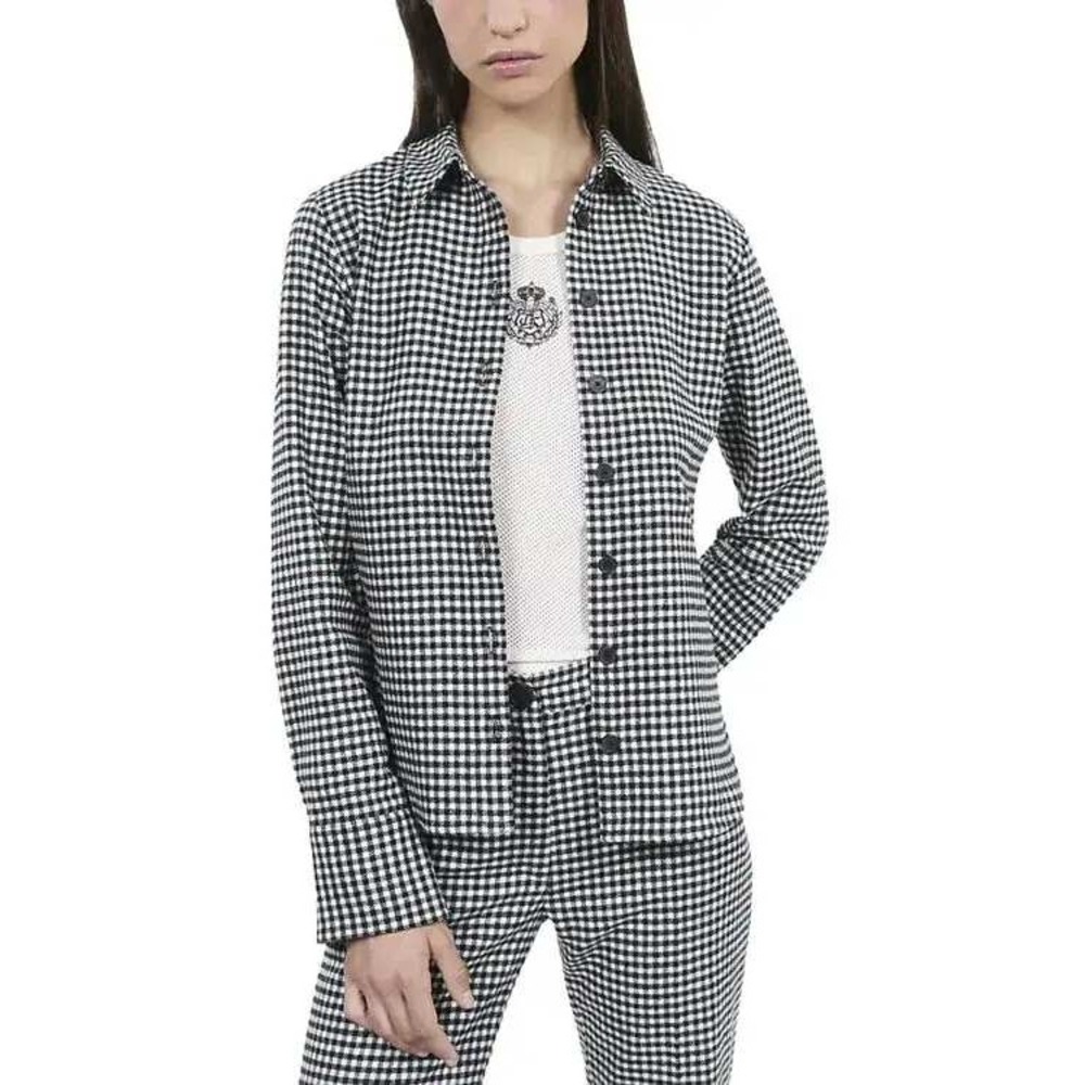 The Kooples Vicky Check Shirt Wool Size 4/10 Black White Plaid Heavy Top French